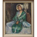 *Dame Laura Knight (1877 - 1970), oil on canvas - The Green Shawl, signed, framed, 61cm x 51cm.