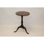Rare 18th century yew wood occasional table with circular well-figured top on turned column and