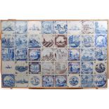 Collection of forty 18th century Delft blue and white and Manganese tiles - various subjects