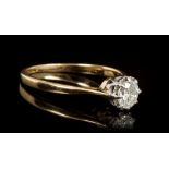 Diamond single stone ring, the round brilliant cut diamond estimated to weigh approximately 0.
