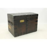 19th century oak and iron bound silver chest with Bramah lock, stamped- C.H.