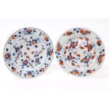 Pair early 19th century Chinese Imari palette porcelain plates with floral decoration, 22cm - 22.