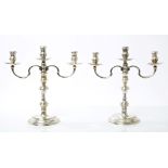Pair contemporary silver 18th century-style candelabra of small proportions,