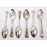 Set of six Victorian double-struck Kings pattern tablespoons (London 1846), possibly Thomas Wallis.