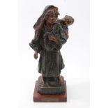 Jean Tarrit, late 19th / early 20th century cold painted metal figure of a mother and child,