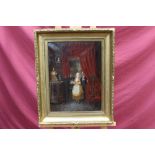 19th century German School oil on canvas - After Dinner Drinks, in gilt frame,