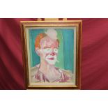 Charles William Farley (1892 - 1976), oil on canvas - portrait of a smoking clown,
