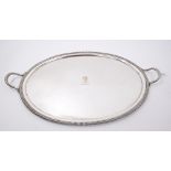 Large early 19th century Old Sheffield Plate two-handled tray of oval form,