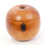 Rare George III fruitwood tea caddy in the form of an apple,