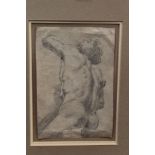 Mid-17th century Italian School pencil study after the Antique - Male nude, in glazed gilt frame,