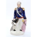 Victorian Staffordshire figure of Admiral C. Napier in uniform, with cannon support, 32.