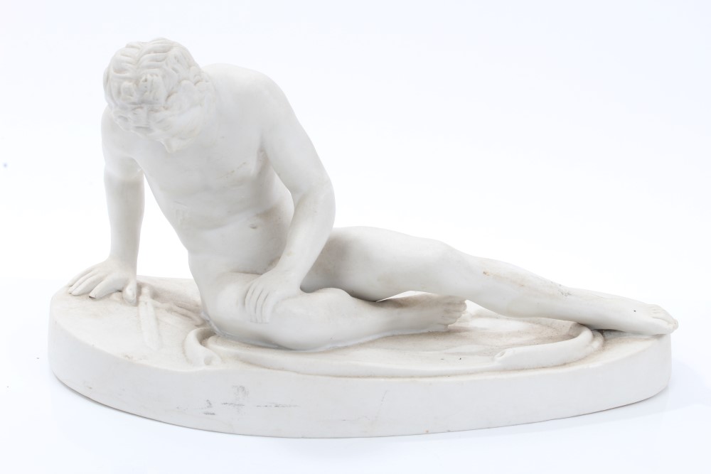 19th century Continental Grand Tour blanc-de-chine porcelain figure of 'The Dying Gaul',