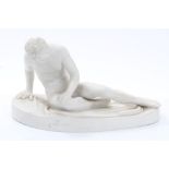 19th century Continental Grand Tour blanc-de-chine porcelain figure of 'The Dying Gaul',