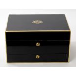 Fine early Victorian ebony and brass bound dressing table box, by Wells & Lambe,