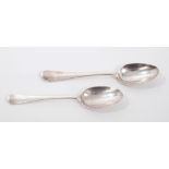 Two mid-20th century silver Hanoverian pattern teaspoons with 'picture-back' terminals to the bowls