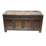 17th century oak coffer of large proportions,