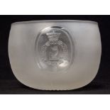 Fine early 19th century frosted and cut glass finger bowl with engraved coronet and crest within