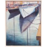 Wendy Brooke-Smith, contemporary oil on canvas - Spirit Yacht Reflections, initialled, signed,