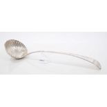 George III silver Old English bead edge pattern soup ladle with stylised shell bowl (London 1777),