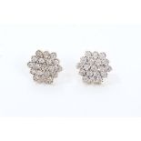 Pair diamond cluster earrings,