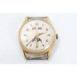 1950s / 1960s gentlemen's Zodiac calendar / moonphase wristwatch with silvered dial with dagger and