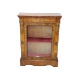 Victorian walnut, floral marquetry and gilt metal mounted pier cabinet enclosed by glazed door,