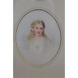 John Simmons (1823 - 1876), watercolour - portrait of a pretty young lady, signed,