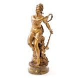 Late 19th century bronze figure entitled 'Gloire au travail', signed and titled to plaque,