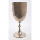Victorian silver goblet with slender central knopped stem,