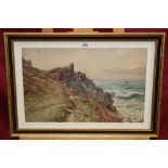 Douglas Houzen Pinder (1886 - 1949), watercolour - Towan Head, Newquay, Cornwall, signed and titled,