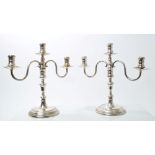 Pair contemporary silver 18th century-style candelabra,
