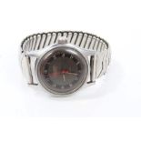 1950s Siduna Militar wristwatch with bronzed and black dial, red centre sweep seconds in steel case,