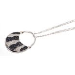 Maribel white gold (18ct) diamond pendant in the form of a handbag with pavé set black and white