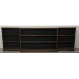 19th century rosewood low breakfront open bookcase,