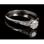 Diamond single stone ring with a Transitional Old European cut diamond estimated to weigh
