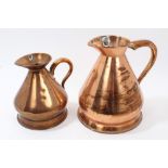 Antique copper 2 gallon measure, 36cm high,