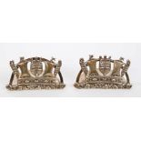 Pair George V silver Mural Crown menu holders (London 1911), maker - A.S.C., 5.