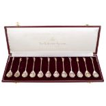 Set of twelve contemporary The Heritage Collection silver Tichborne spoons with teardrop bowls and
