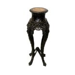 Late 19th century Chinese carved hardwood and marble inset jardinière stand,