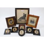 19th century watercolour silhouette depicting Colonel Thompson, six other portrait silhouettes,