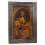 Late 18th / early 19th century reverse print on glass depicting George III in Royal regalia,