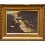 Edward Armfield (1817 - 1896), pair oils on canvas - Otter Hunting, signed, in gilt frames,