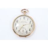 1920s Swiss gold (12k) Chronometre Corgemont open face pocket watch with stem-wind movement and