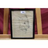 Louis Wain (1860 - 1939), pencil sketch - a Terrier, signed, in glazed ebonised frame,