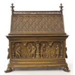 19th century German brass mediaeval renaissance casket by G G Leykauf, Nurnberg,