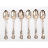 Set of six Victorian Scottish silver single-struck Kings pattern teaspoons (Glasgow 1872),