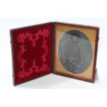 Victorian ambrotype photograph on glass of a British Army Major in uniform,