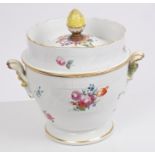 Late 18th / early 19th century Dresden porcelain ice pail and cover with pineapple finial,