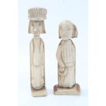 Two antique ivory carvings of European figures - possibly West African,