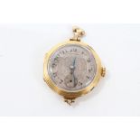 1920s ladies' gold (18k) wristwatch with silvered dial (no strap)